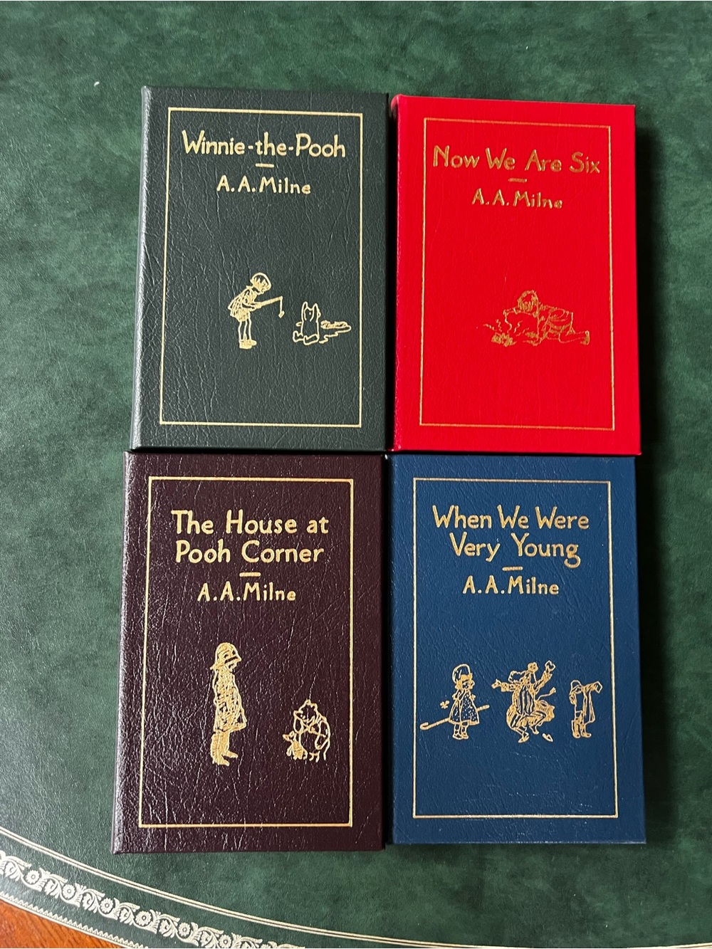 Collectible Set of 4 Winnie the Pooh Easton Press Leather Books